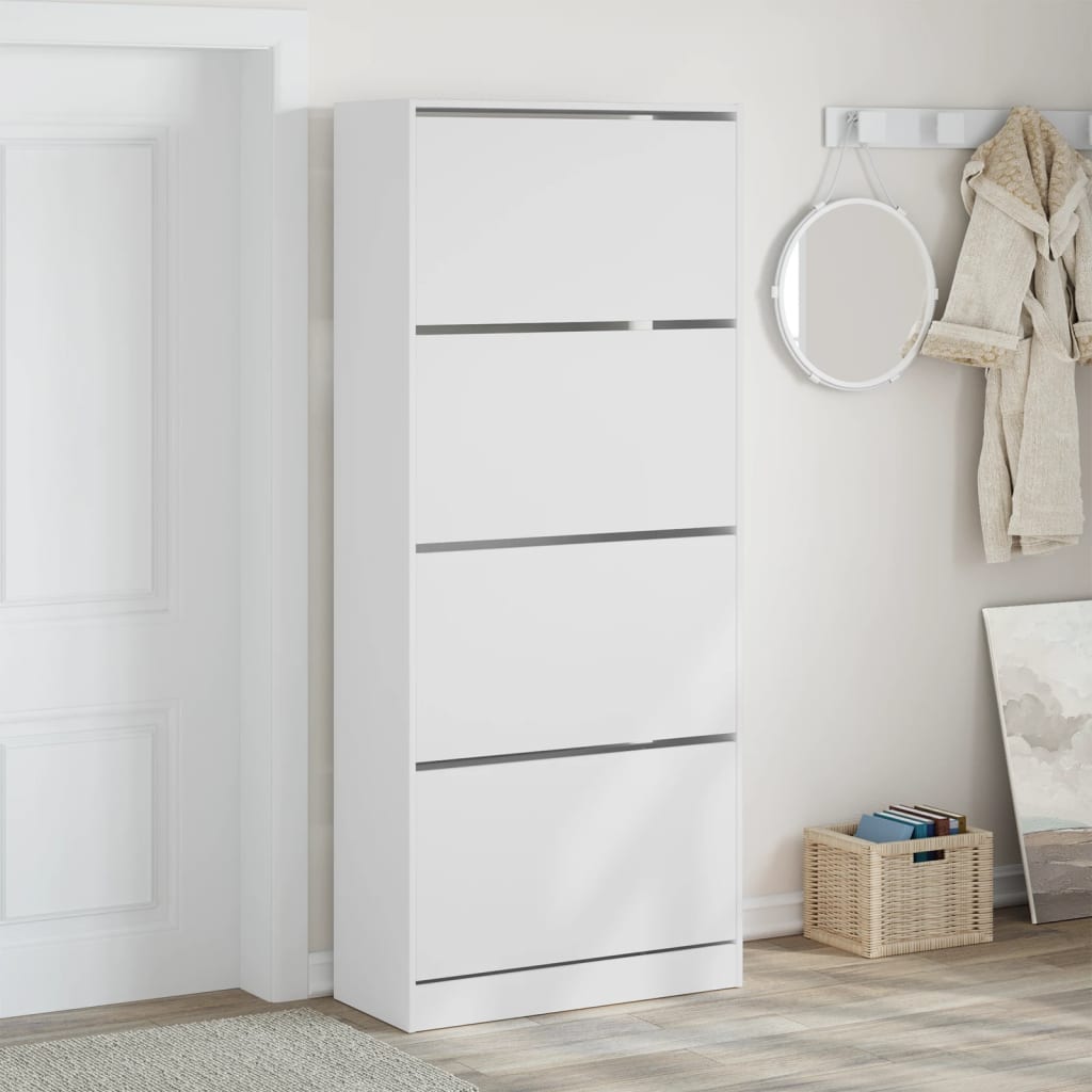 Armoire à chaussures Vidaxl avec 4 tiroirs pliants 80x34x187,5 cm blanc