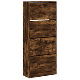 VidaXL shoe cabinet with 4 folding drawers 80x34x187.5 cm smoked oak color