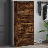 Armoire à chaussures Vidaxl avec 4 tiroirs pliants 80x34x187,5 cm Couleur de chêne fumé