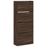 Vidaxl Shoe Cabinet med 4 foldede skuffer 80x34x187,5 cm brun eg farve