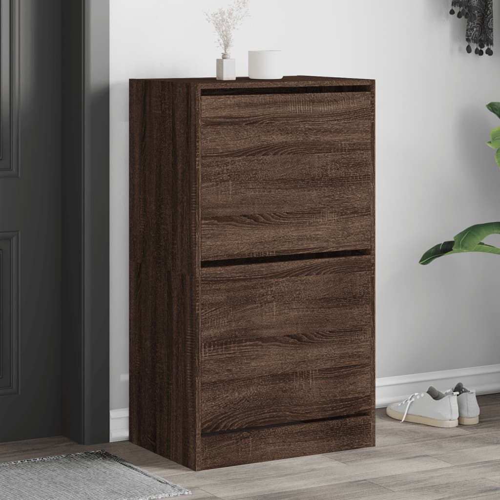 Armoire à chaussures Vidaxl avec 2 tiroirs pliants 60x42x108 cm Couleur de chêne brun