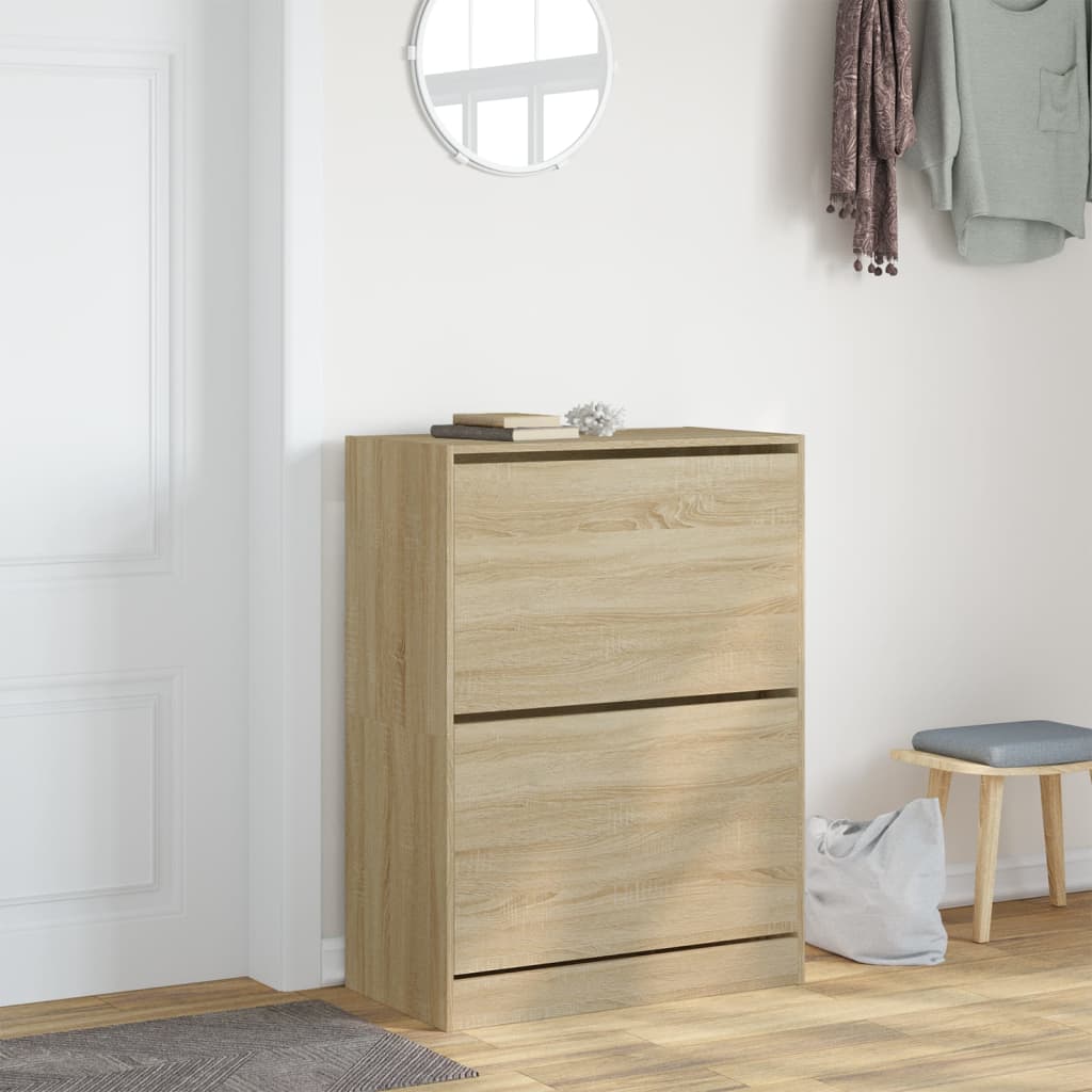 Vidaxl Cabinet da scarpe con 2 cassetti pieghevoli 80x42x108 cm Sonoma Oak colorato