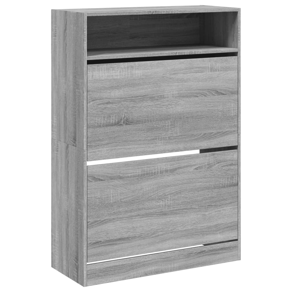 Armoire à chaussures Vidaxl avec 2 tiroirs pliants 80x34x116 cm Gray Sonoma