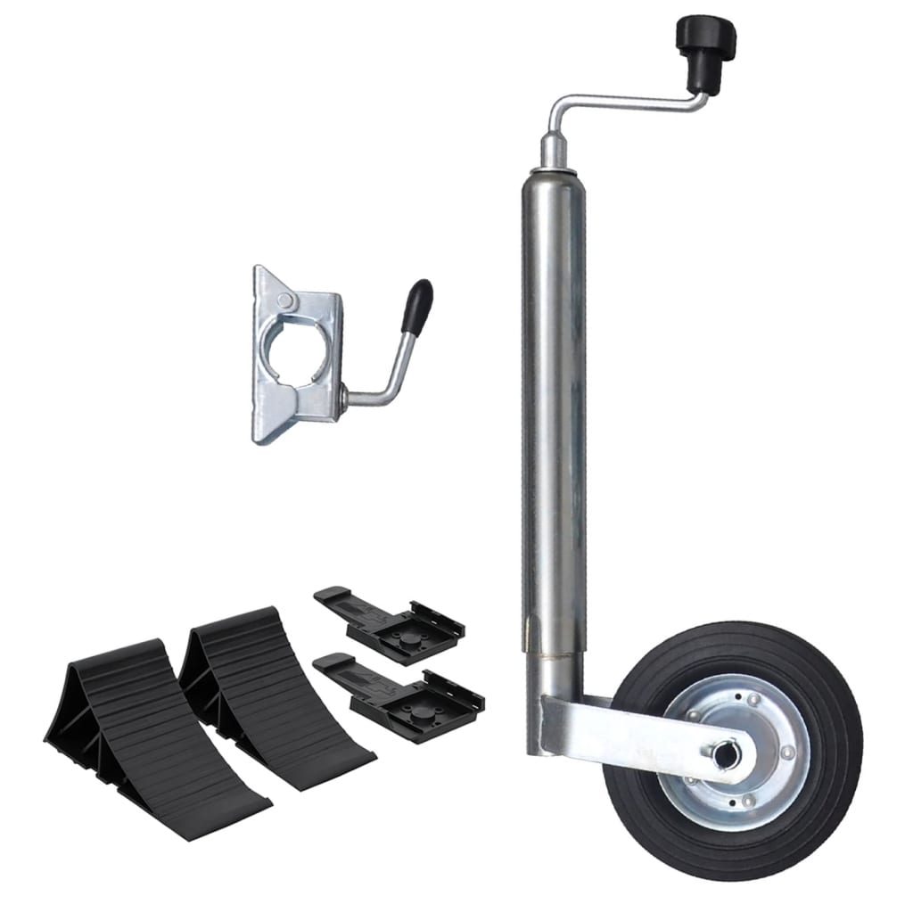 VidaXL Roue jockey avec pince fendue et cales de roue 48 mm