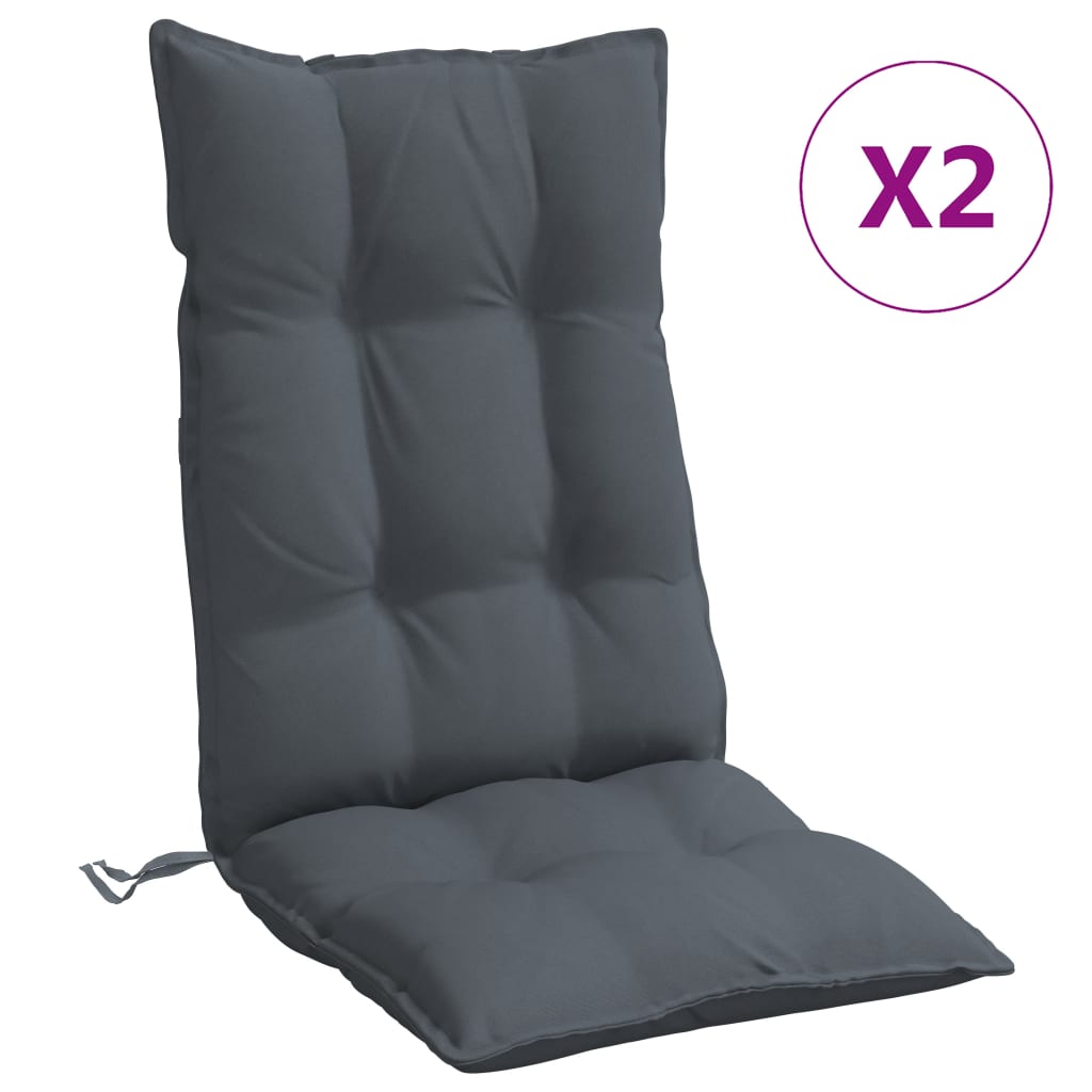 Coussins de chaise vidaxl 2 st haut de dos oxford tissu anthracite -colored