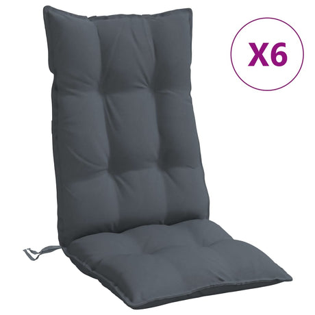 VidaXL coussins de chaise 6 pcs dossier haut tissu oxford anthracite