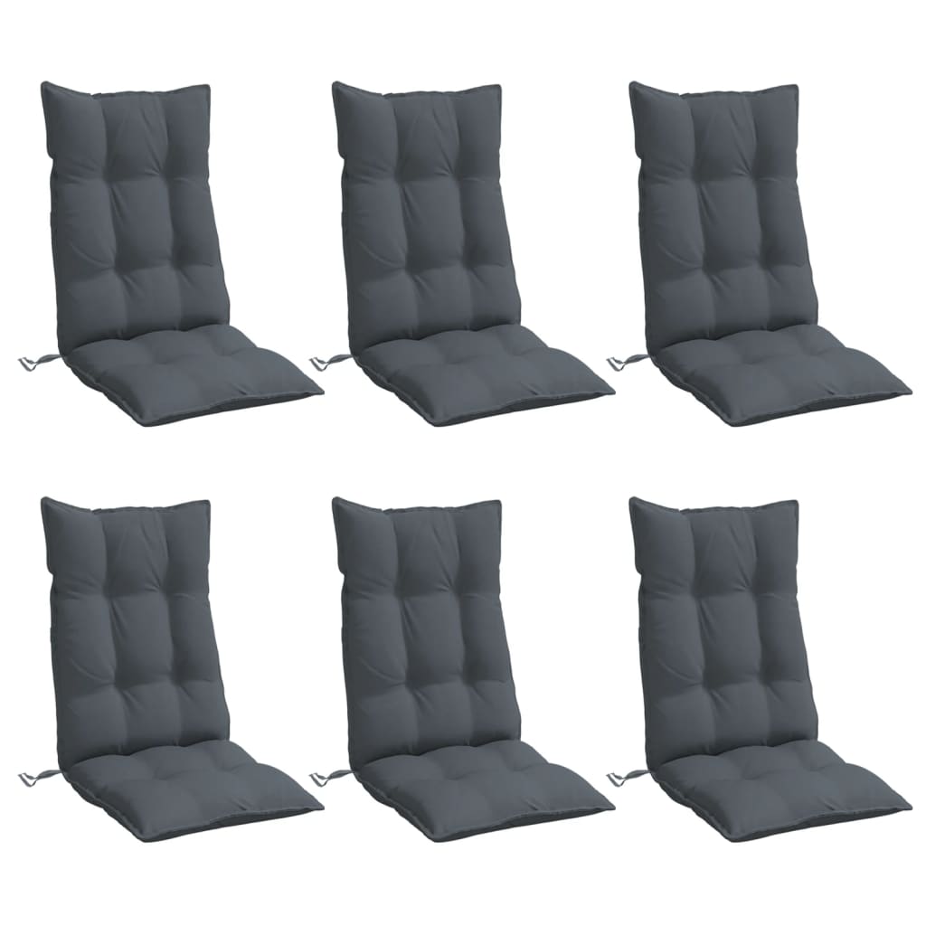VidaXL coussins de chaise 6 pcs dossier haut tissu oxford anthracite
