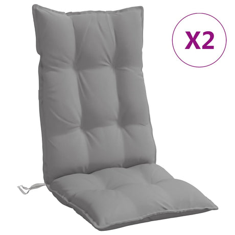 VidaXL coussins de chaise 2 pcs dossier haut tissu oxford gris