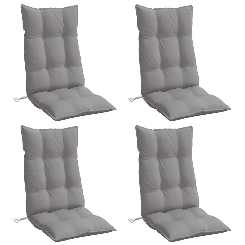 VidaXL coussins de chaise 4 pcs dossier haut tissu oxford gris