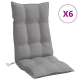 VidaXL coussins de chaise 6 pcs dossier haut tissu oxford gris