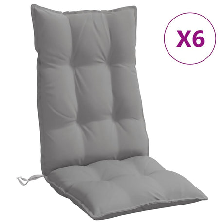 VidaXL coussins de chaise 6 pcs dossier haut tissu oxford gris