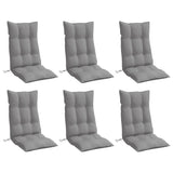 VidaXL coussins de chaise 6 pcs dossier haut tissu oxford gris