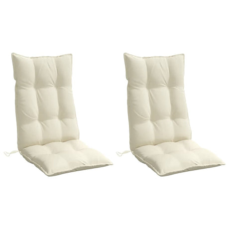 VidaXL coussins de chaise 2 pcs dossier haut tissu oxford couleur crème