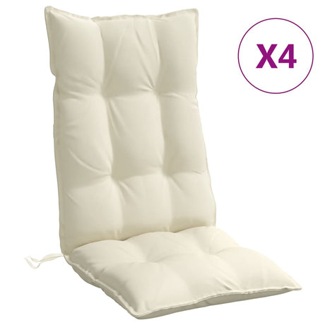 VidaXL coussins de chaise 4 pcs dossier haut tissu oxford couleur crème