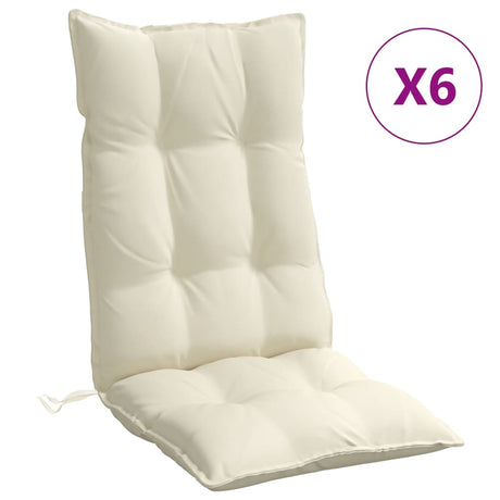 VidaXL coussins de chaise 6 pcs dossier haut tissu oxford couleur crème