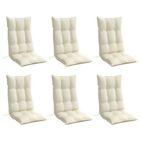 VidaXL coussins de chaise 6 pcs dossier haut tissu oxford couleur crème
