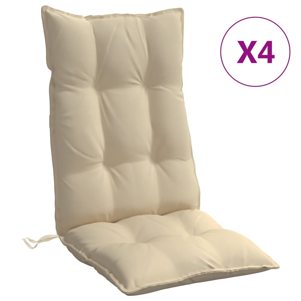 VidaXL coussins de chaise 4 pcs dossier haut tissu oxford beige