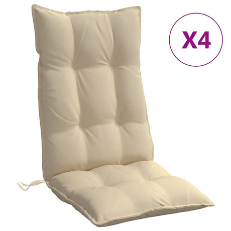 VidaXL coussins de chaise 4 pcs dossier haut tissu oxford beige
