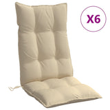 Vidaxl stol kuddar 6 st high rygg oxford tyg beige