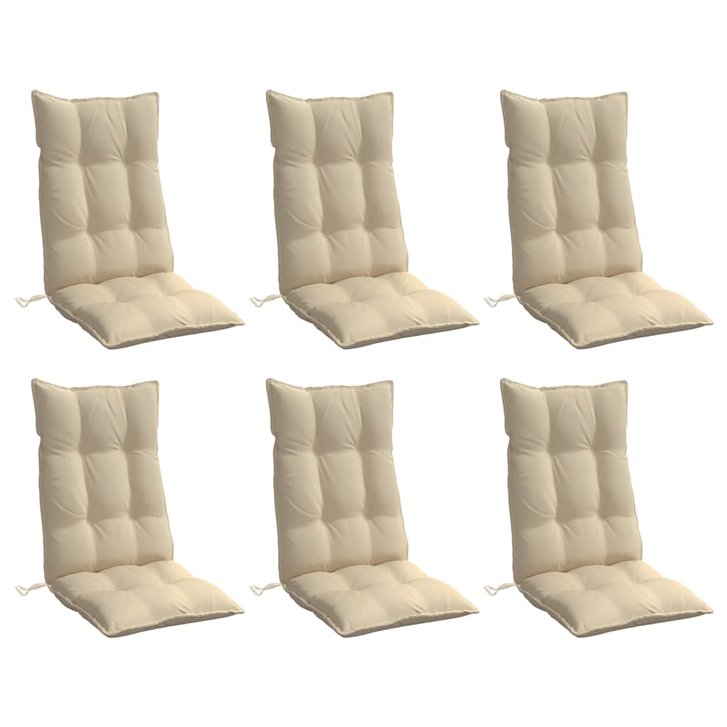 VidaXL coussins de chaise 6 pcs dossier haut tissu oxford beige