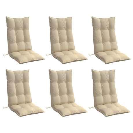 VidaXL coussins de chaise 6 pcs dossier haut tissu oxford beige