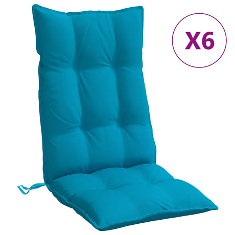 VidaXL coussins de chaise 6 pcs dossier haut tissu oxford bleu clair