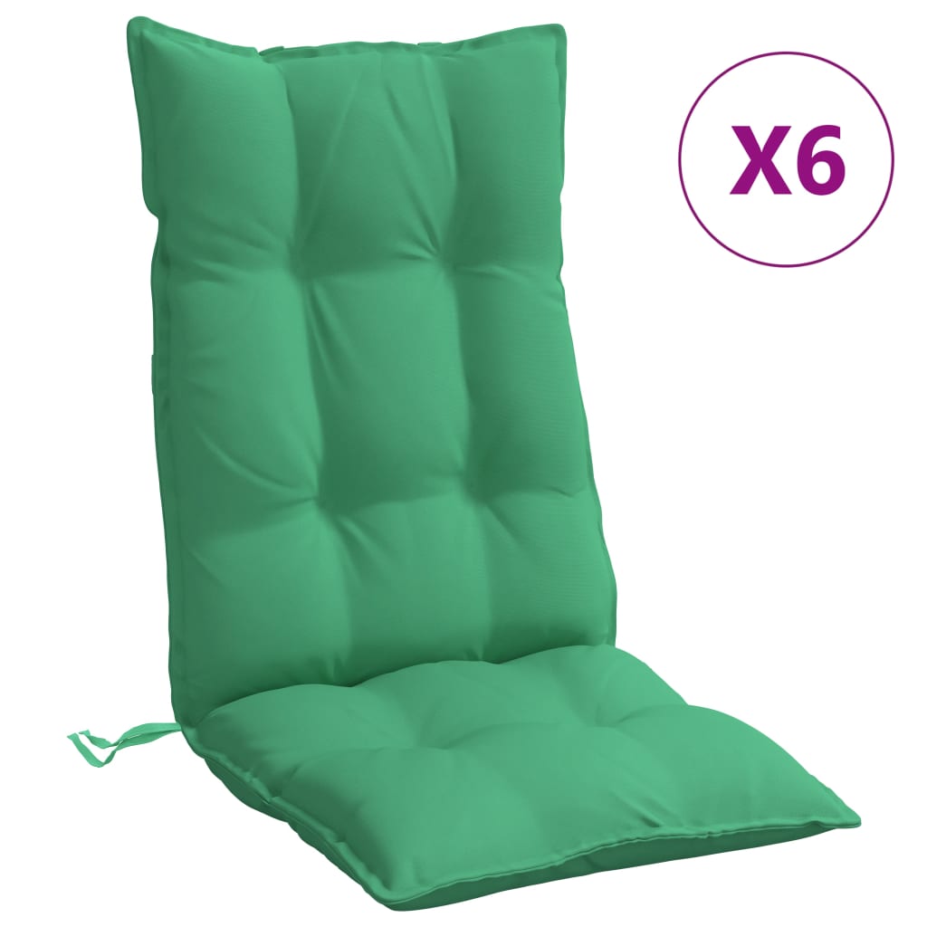 Cojines de silla de Vidaxl 6 st de alto oxford tela verde