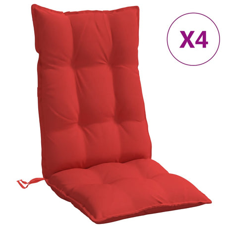 VidaXL coussins de chaise 4 pcs dossier haut tissu oxford rouge