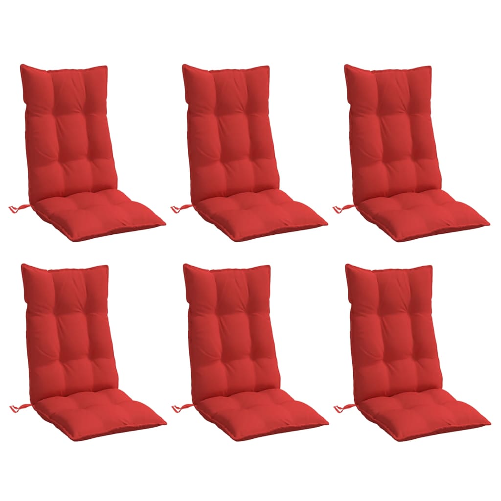 VidaXL coussins de chaise 6 pcs dossier haut tissu oxford rouge