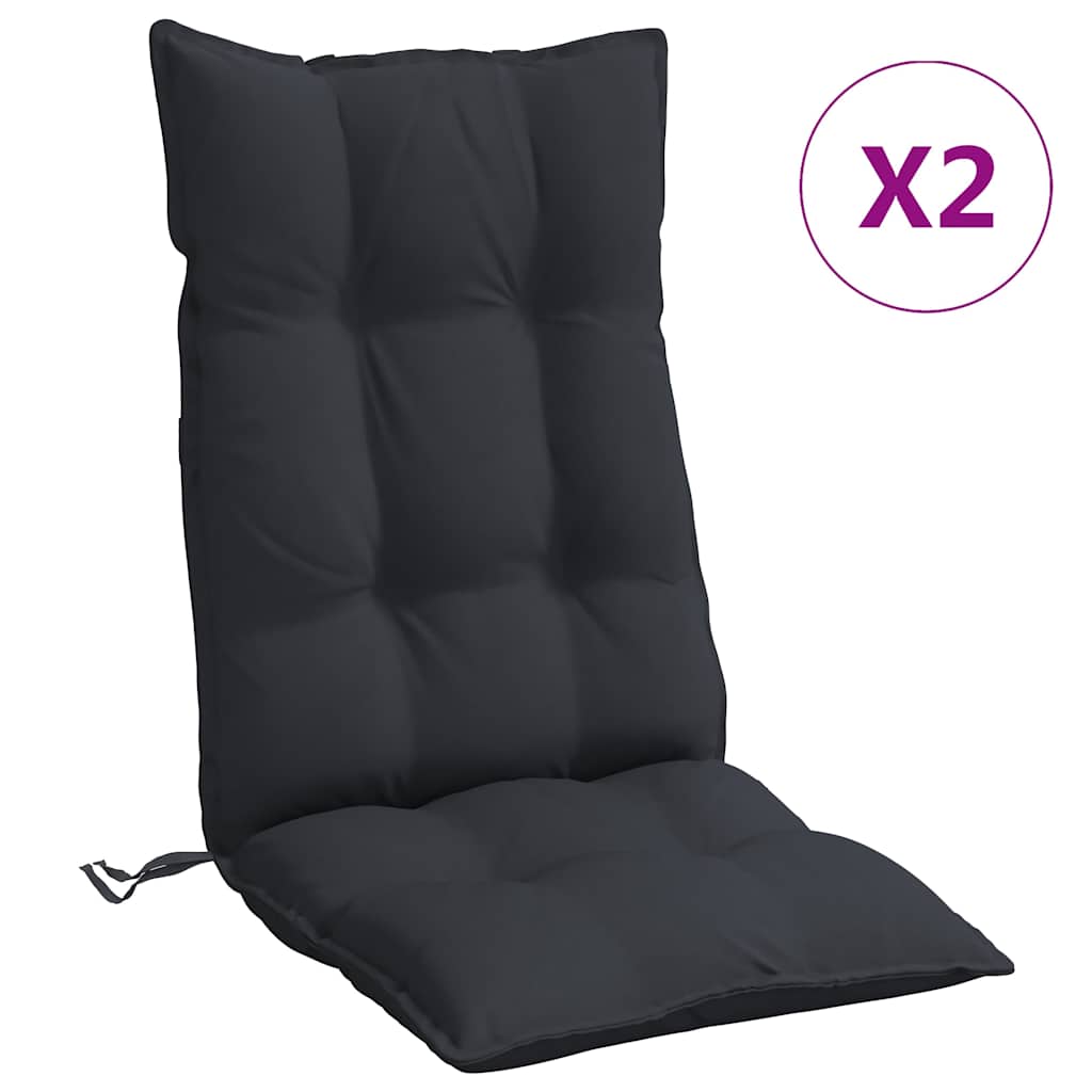 VidaXL coussins de chaise 2 pcs dossier haut tissu oxford noir