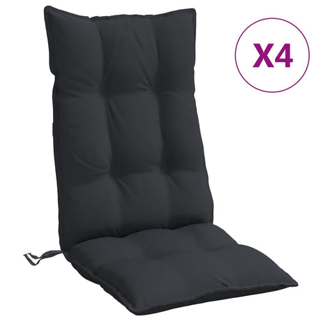 VidaXL coussins de chaise 4 pcs dossier haut tissu oxford noir