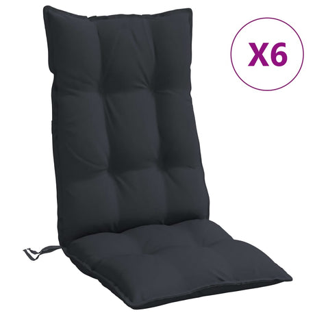 VidaXL coussins de chaise 6 pcs dossier haut tissu oxford noir