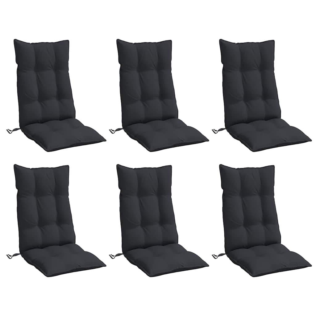 VidaXL coussins de chaise 6 pcs dossier haut tissu oxford noir