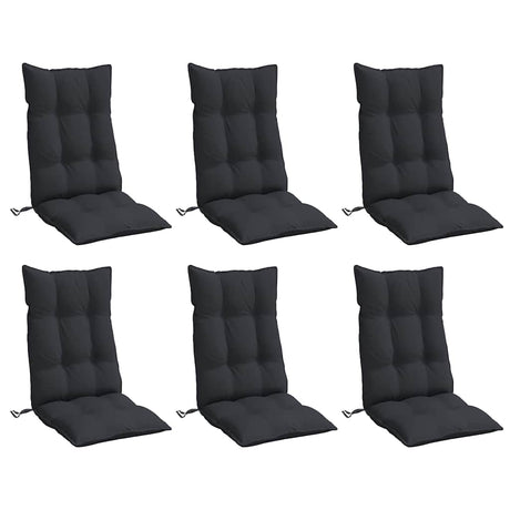 VidaXL coussins de chaise 6 pcs dossier haut tissu oxford noir