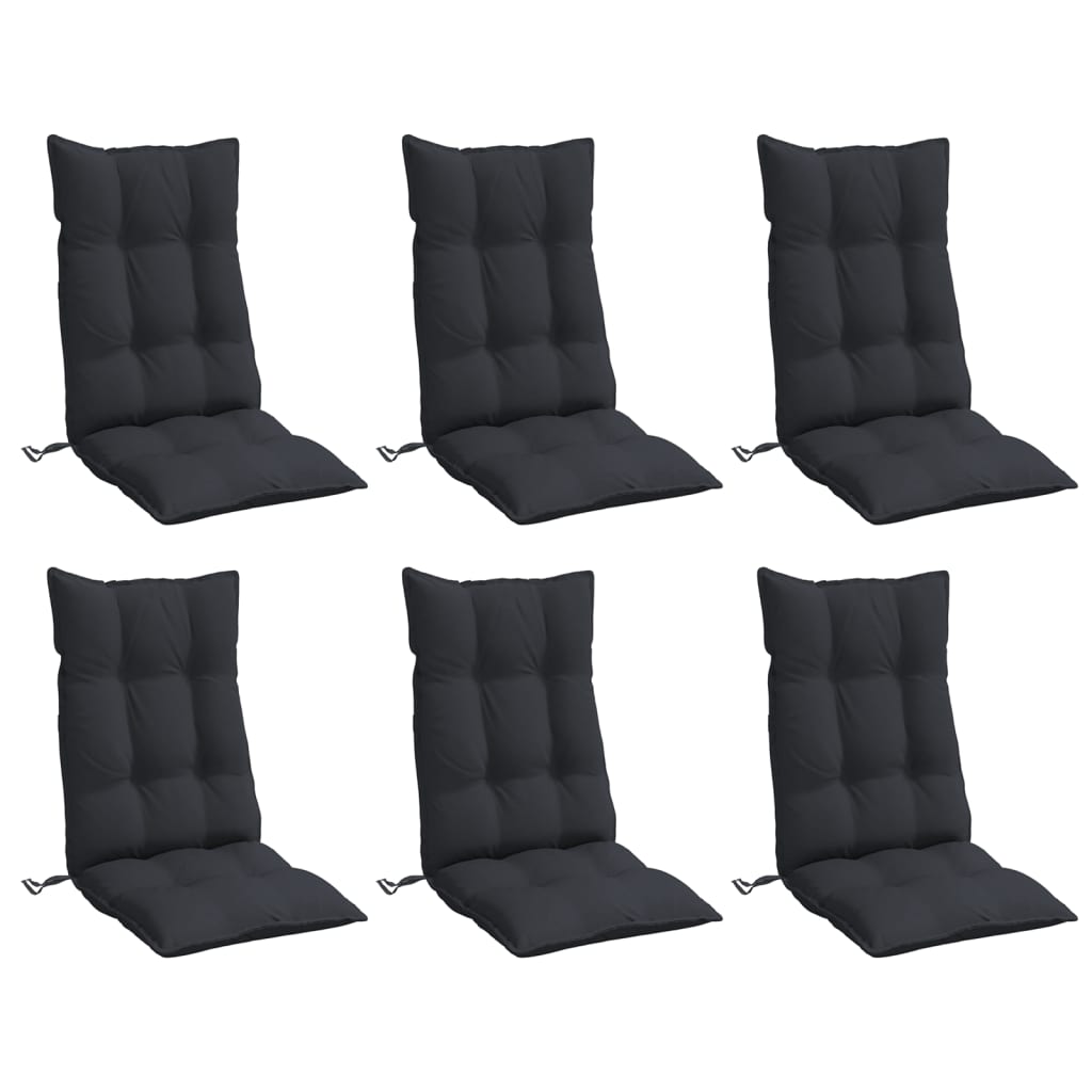 Vidaxl Chair cushions 6 st high back Oxford fabric black