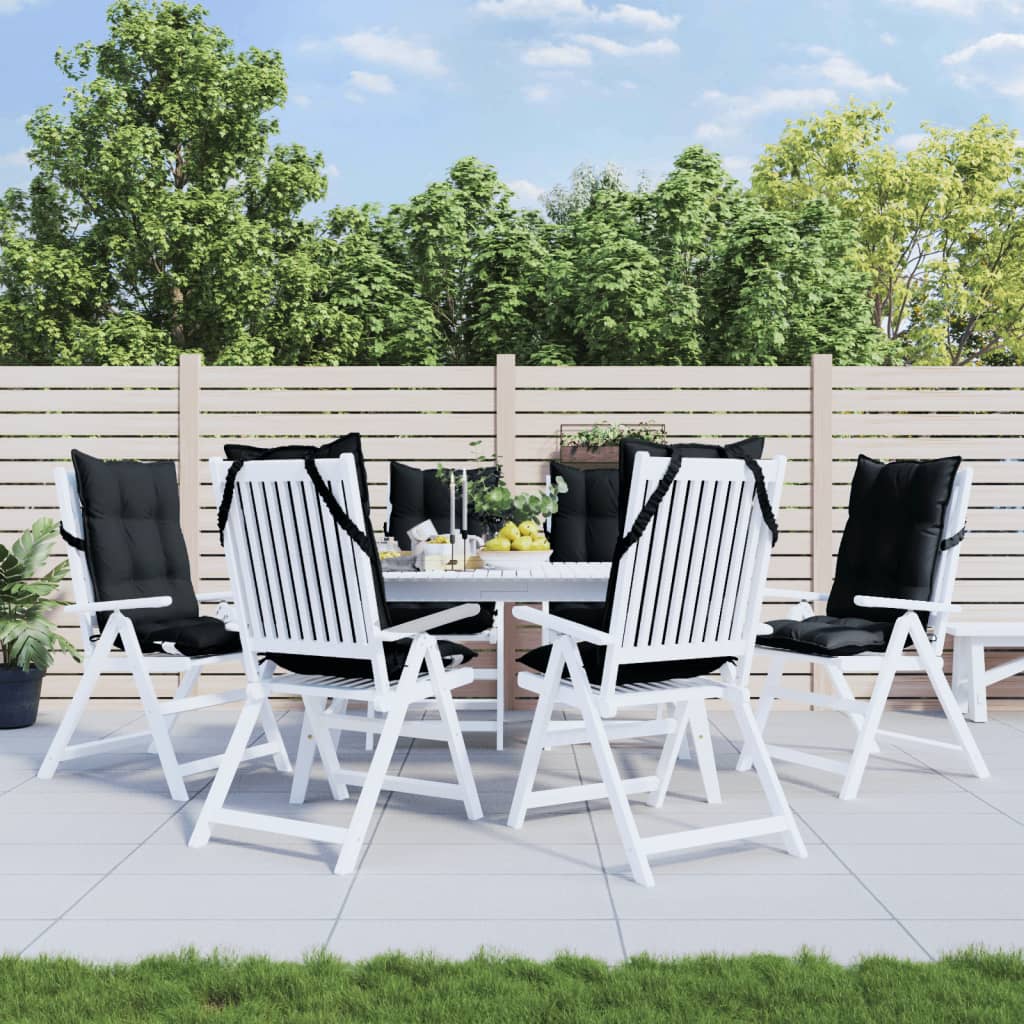 VidaXL coussins de chaise 6 pcs dossier haut tissu oxford noir