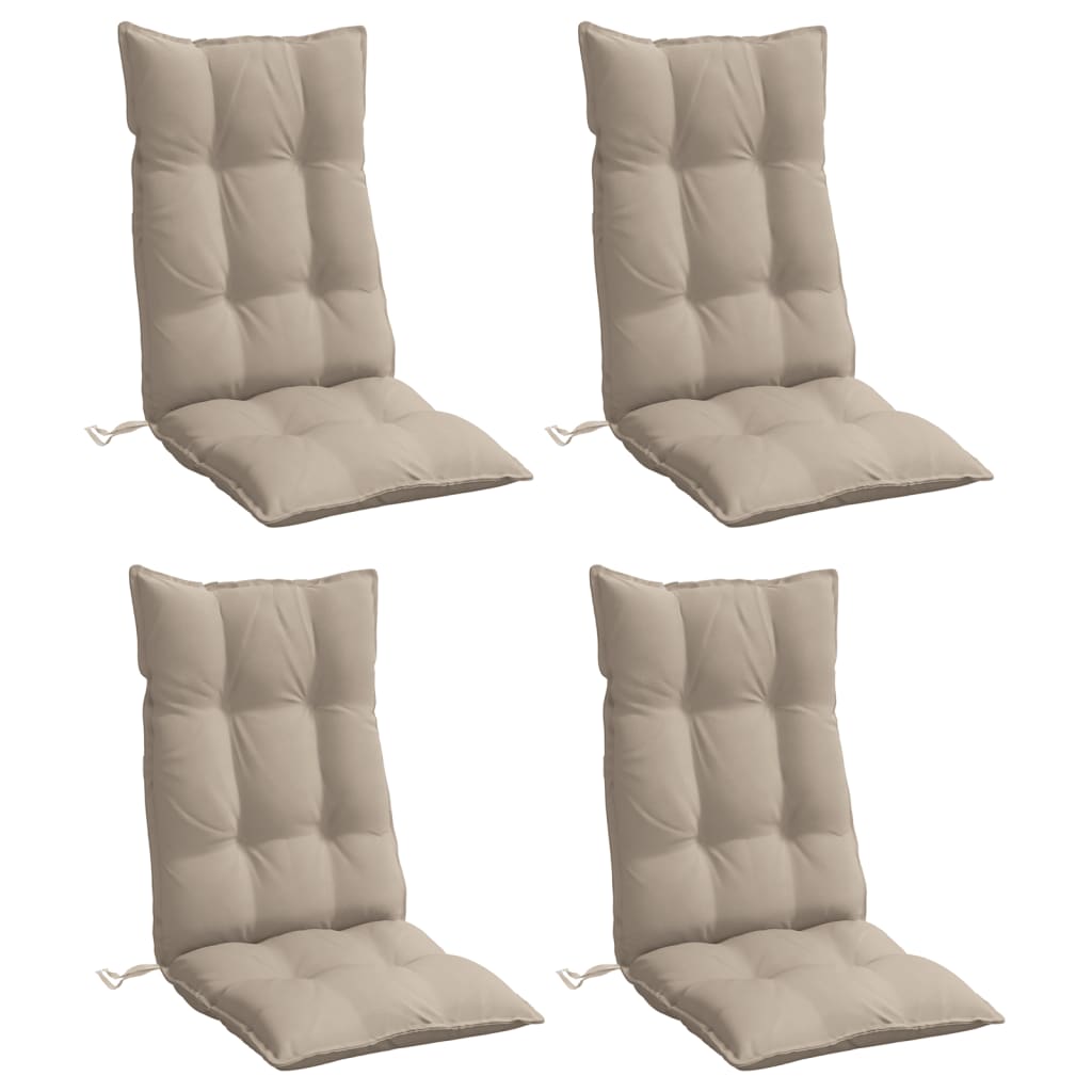VidaXL coussins de chaise 4 pcs dossier haut tissu oxford taupe