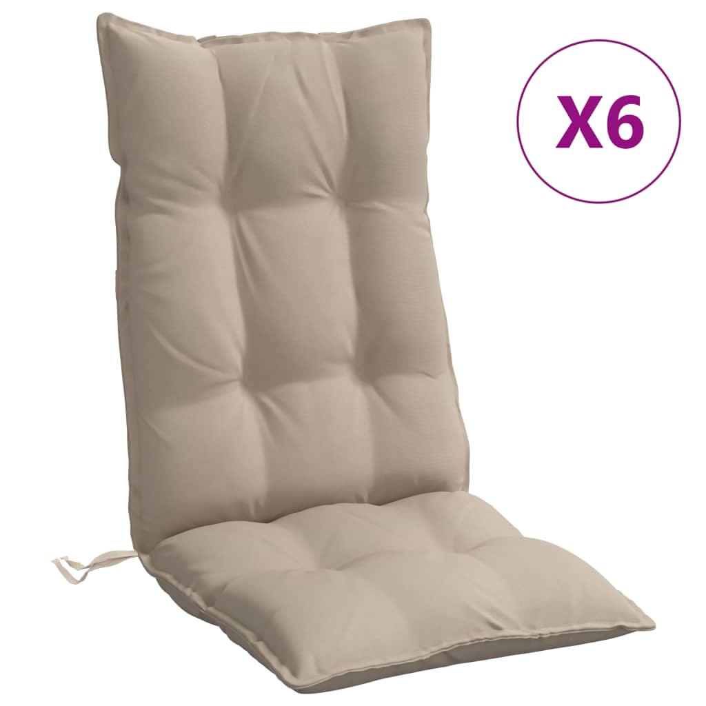 VidaXL coussins de chaise 6 pcs dossier haut tissu oxford taupe