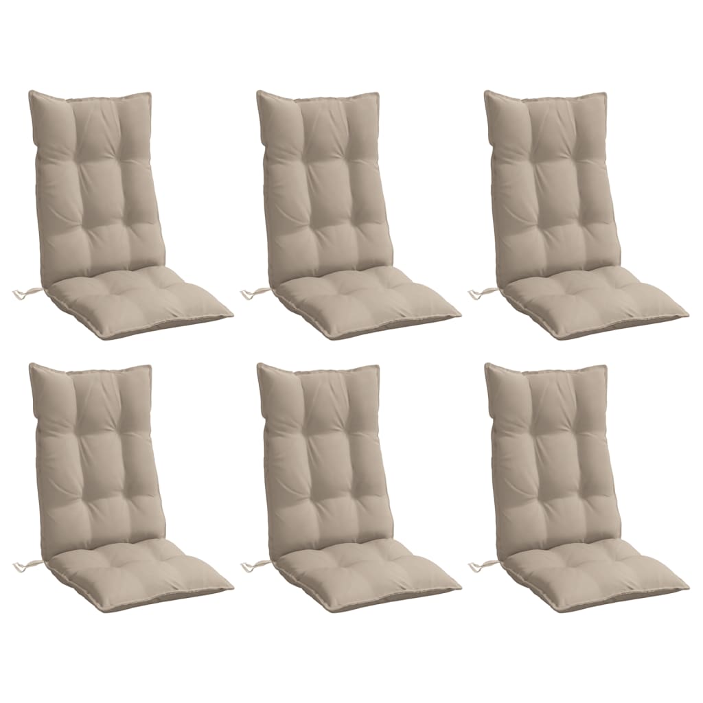 VidaXL coussins de chaise 6 pcs dossier haut tissu oxford taupe