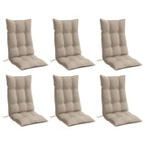 VidaXL coussins de chaise 6 pcs dossier haut tissu oxford taupe