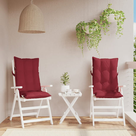 VidaXL coussins de chaise 2 pcs dossier haut tissu oxford rouge vin
