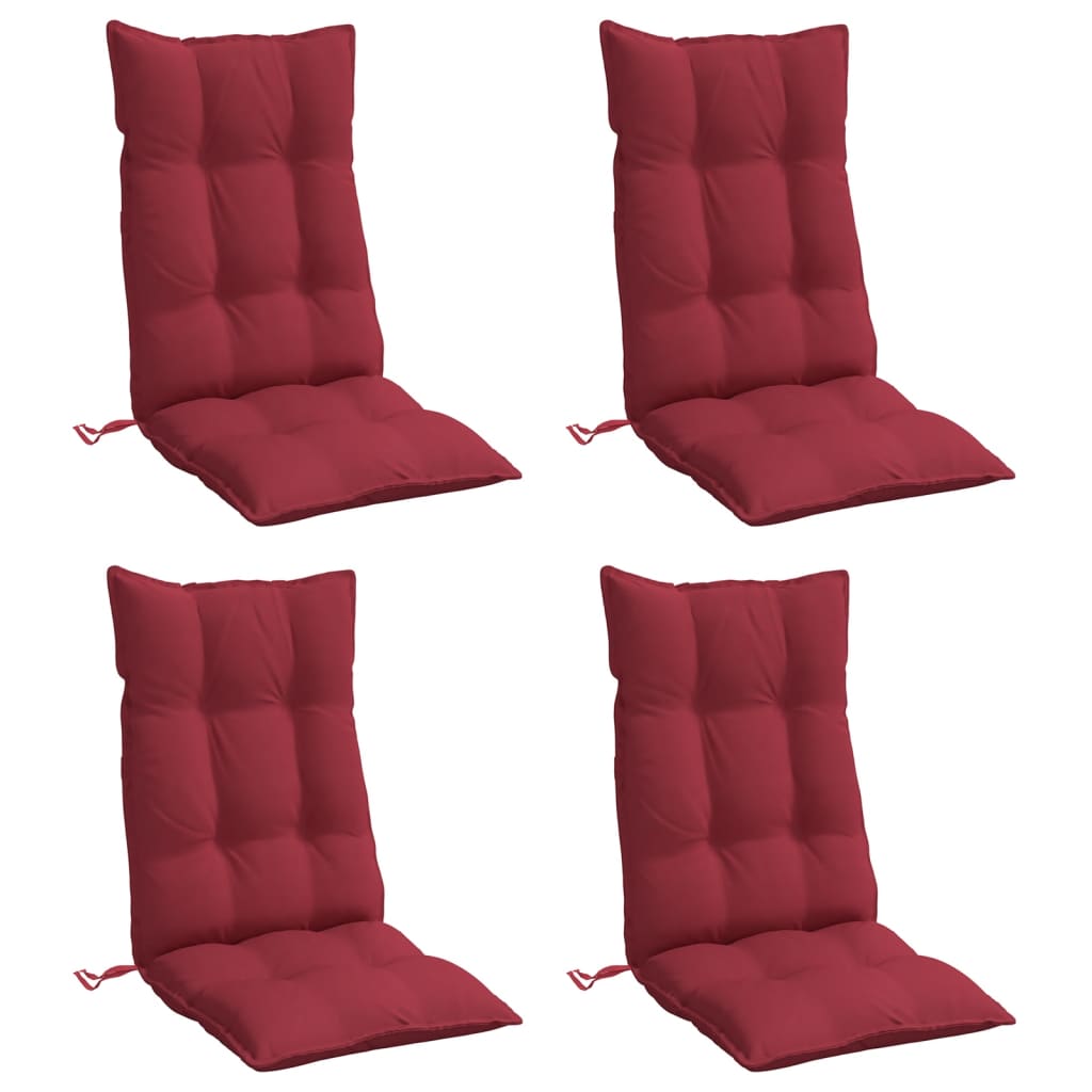 VidaXL coussins de chaise 4 pcs dossier haut tissu oxford rouge vin
