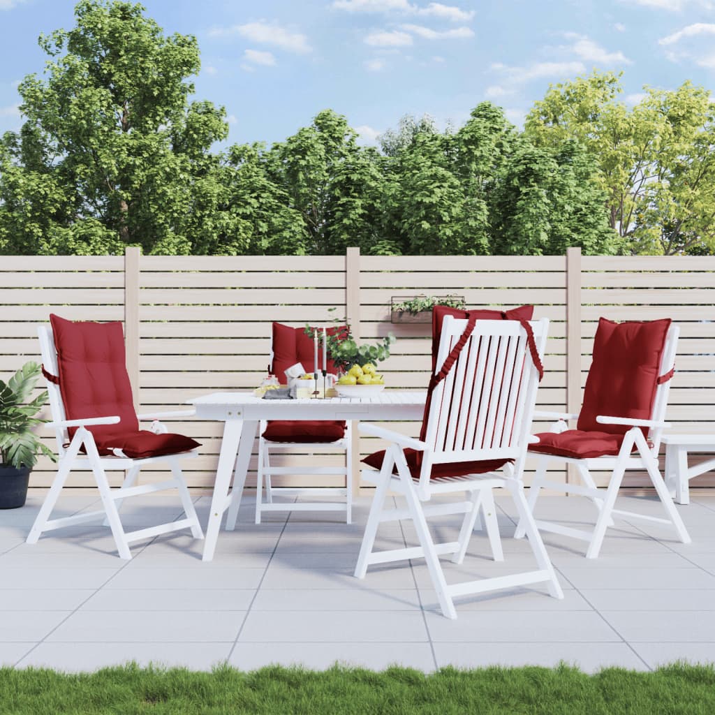 VidaXL coussins de chaise 4 pcs dossier haut tissu oxford rouge vin