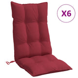 VidaXL coussins de chaise 6 pcs dossier haut tissu oxford rouge vin