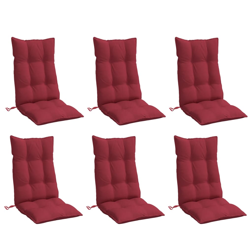 Coussins de chaise vidaxl 6 st haut dos oxford tissu vin rouge