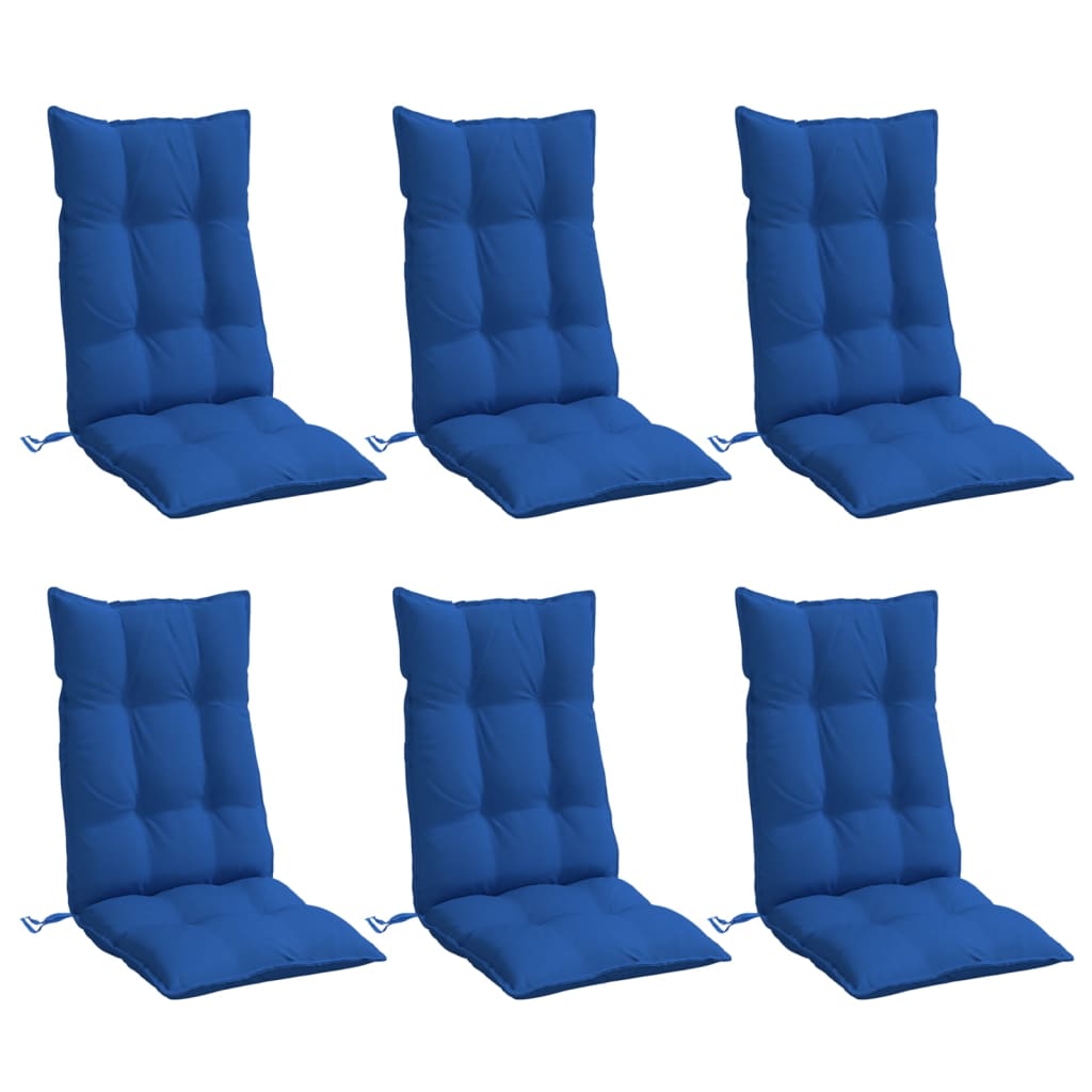 VidaXL coussins de chaise 6 pcs dossier haut tissu oxford bleu royal