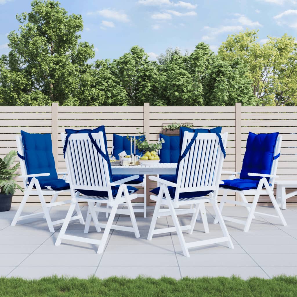 VidaXL coussins de chaise 6 pcs dossier haut tissu oxford bleu royal