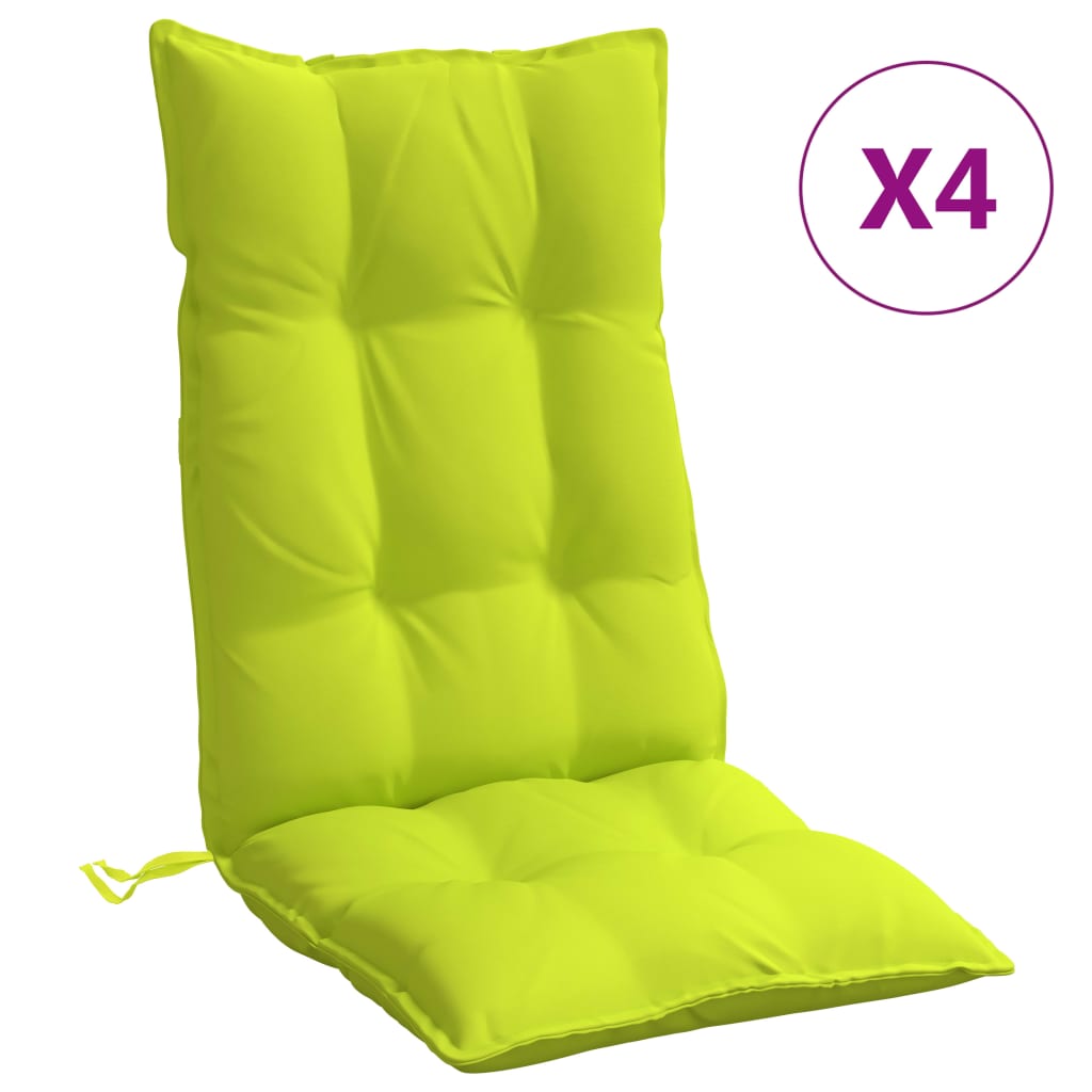 VidaXL coussins de chaise 4 pcs dossier haut tissu oxford vert vif