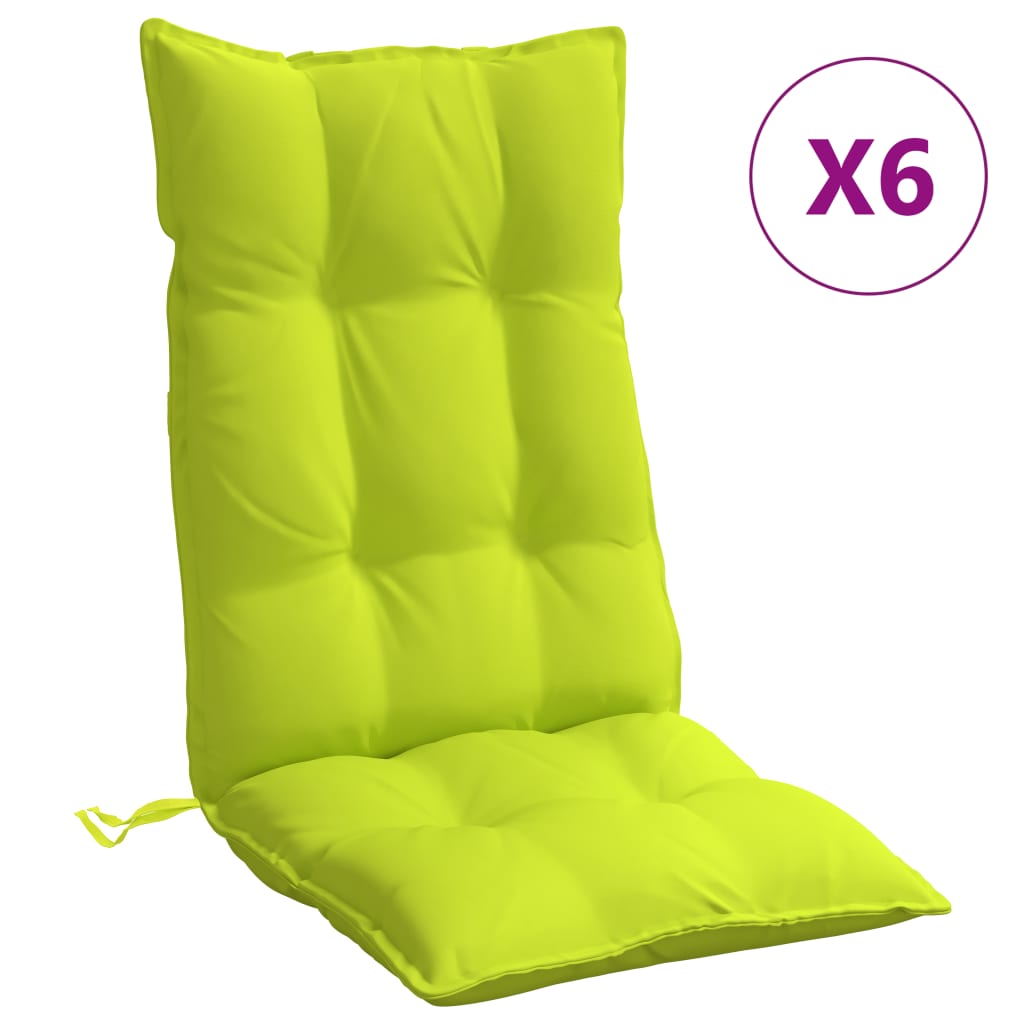 VidaXL coussins de chaise 6 pcs dossier haut tissu oxford vert vif