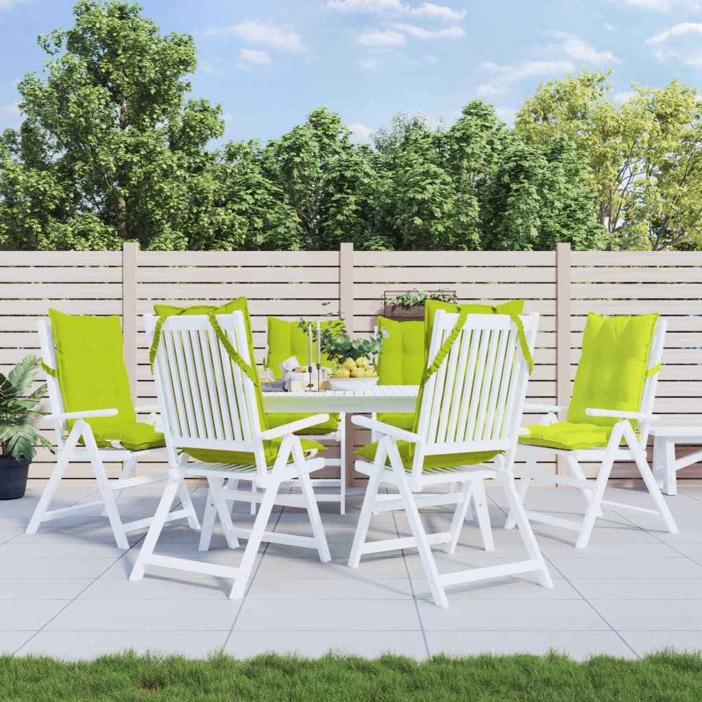 VidaXL coussins de chaise 6 pcs dossier haut tissu oxford vert vif